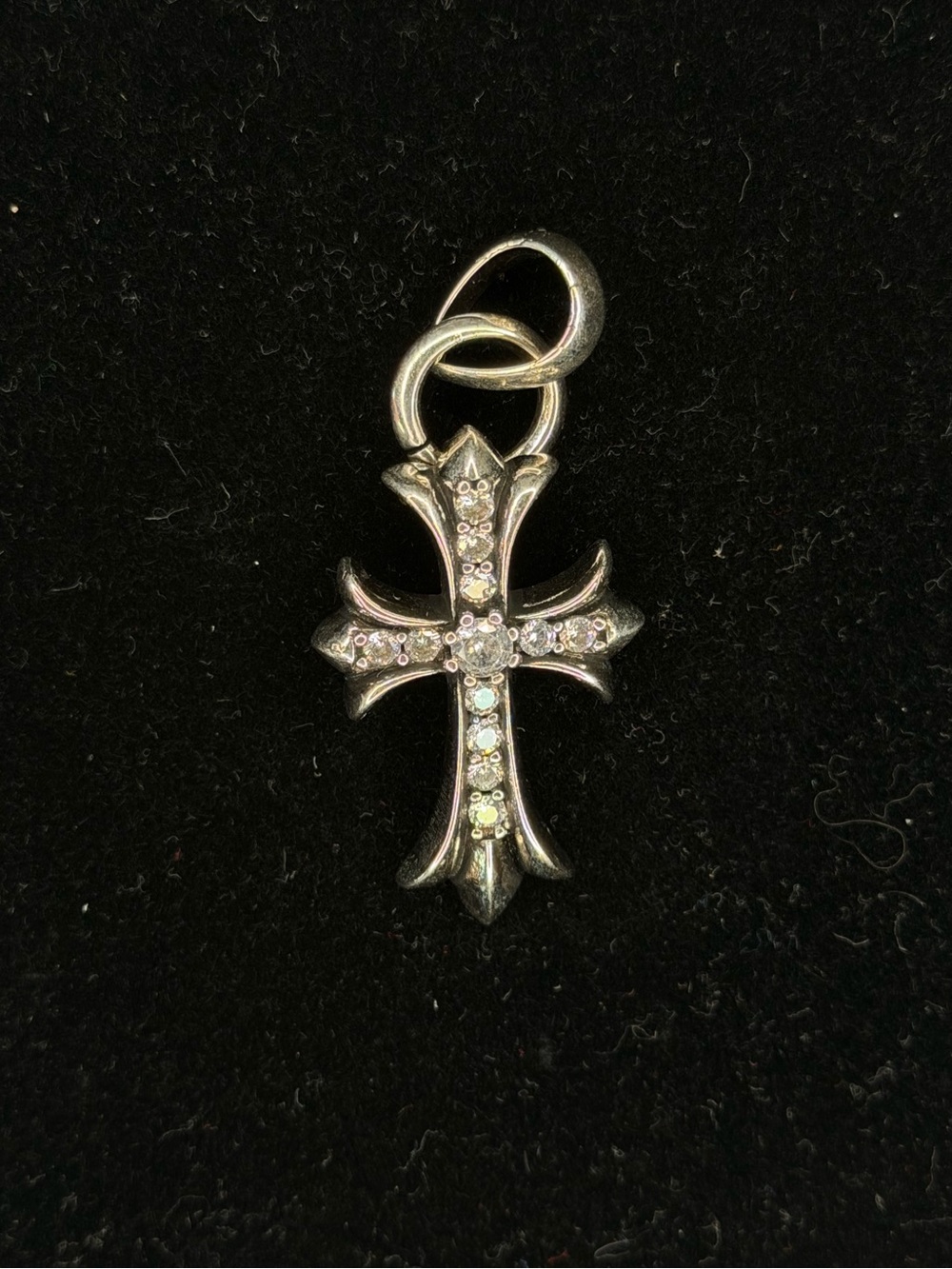 Chrome Hearts Bigger Floral Diamond Studded Cross Unisex Pendant